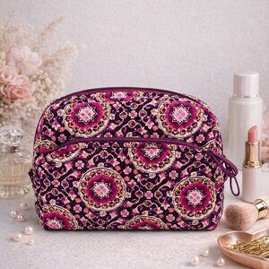 Vera Bradley Raspberry Medallion Medium Cosmetic Bag NWT Makeup Travel Pouch